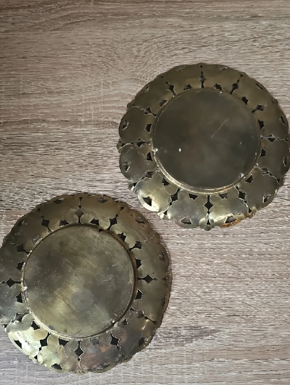 Vintage Brass Decorative Round Butterfly Photo Frames - Gold Color Set Of 2